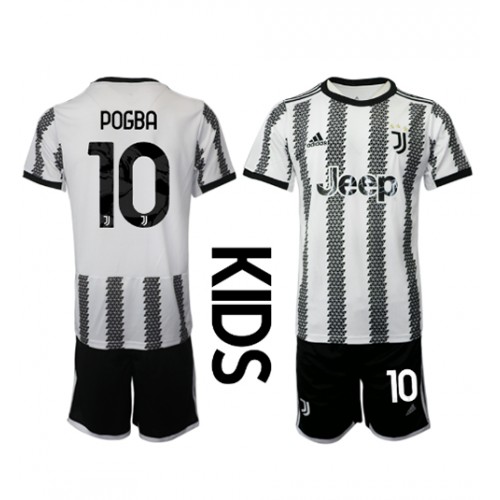 Fotbalové Dres Juventus Paul Pogba #10 Dětské Domácí 2022-23 Krátký Rukáv (+ trenýrky)